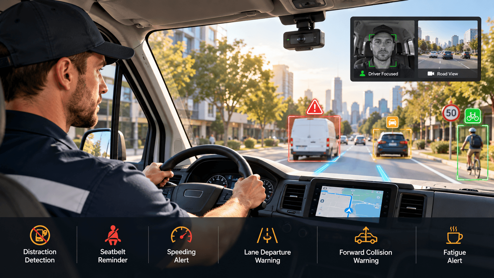 Delivery vehicle fitted with connected video telematics